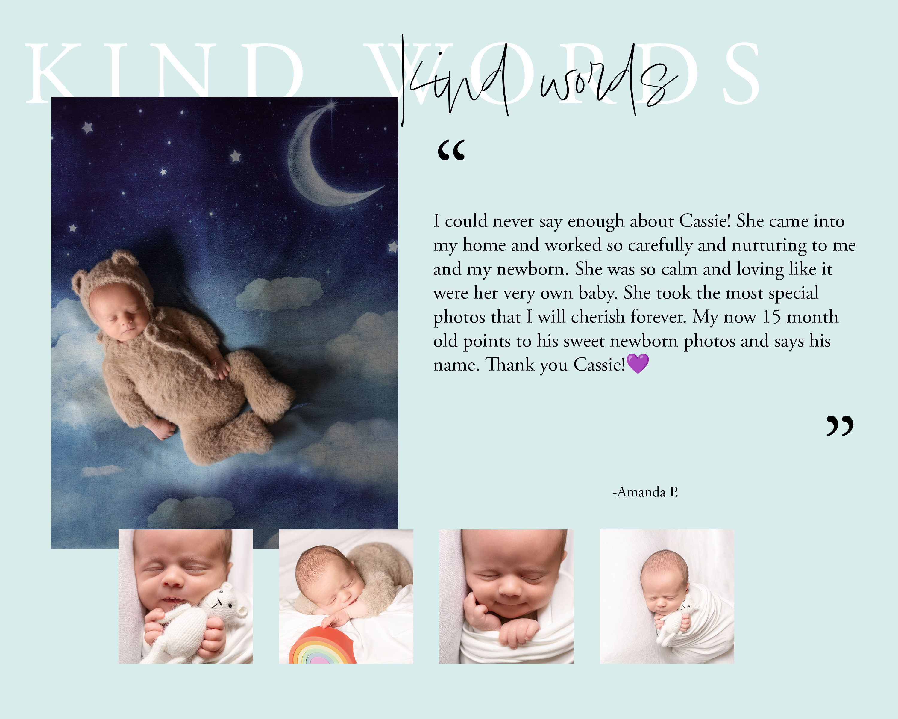 Kind words from a boy mom after her in-home newborn photography session.
