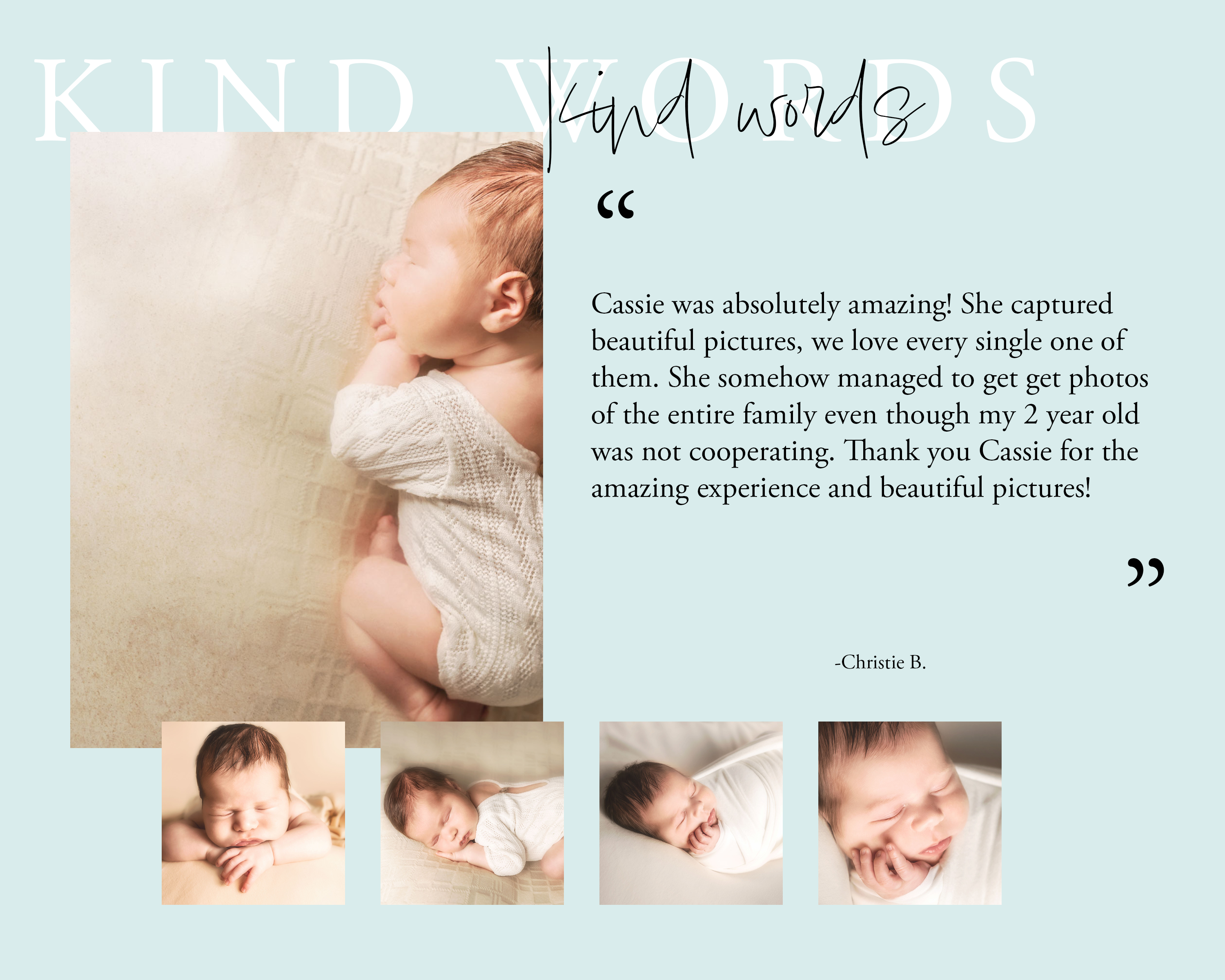 Kind words from a Calvert County mom after her in-home newborn photoshoot